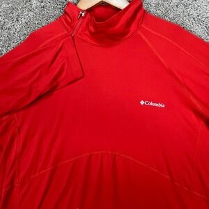 Columbia Pullover Womens 1X Red Long Sleeve Asymmetrical Quarter Zip Stretch EUC